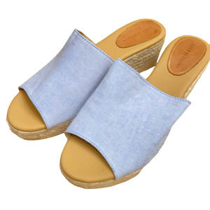 Matt Bernson Espadrille Sandal Light Blue Size 9 Slide On Summer Shoes